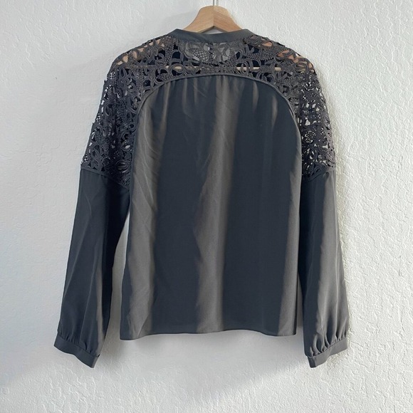 NWT Dorothee Schumacher Silk Button Up Collarless Lace Cut Out Blouse Size 2 / S - Picture 5 of 15